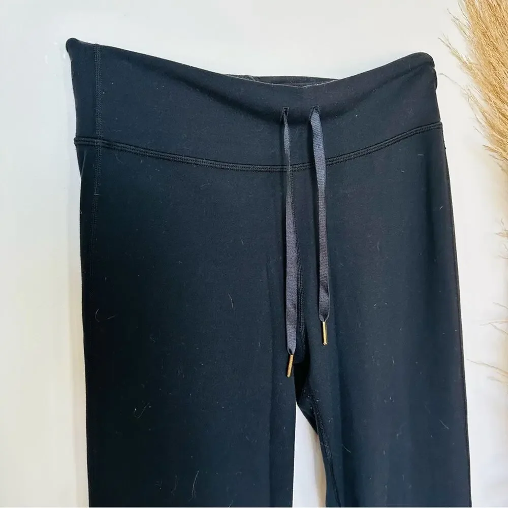 LULULEMON Black Mid High Rise Boot Cut Drawstring Tie Waist Yoga Pant Leggings 6